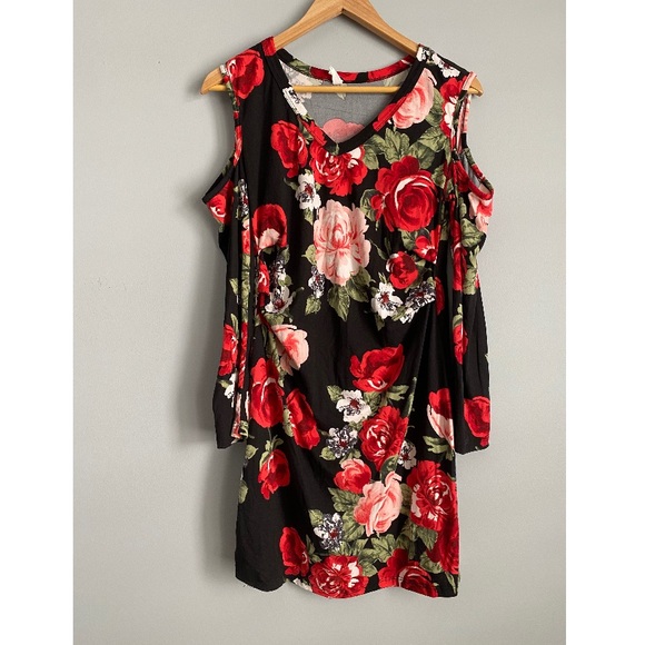 PinkBlush Cold Shoulder Maternity Dress Rose - Picture 1 of 1